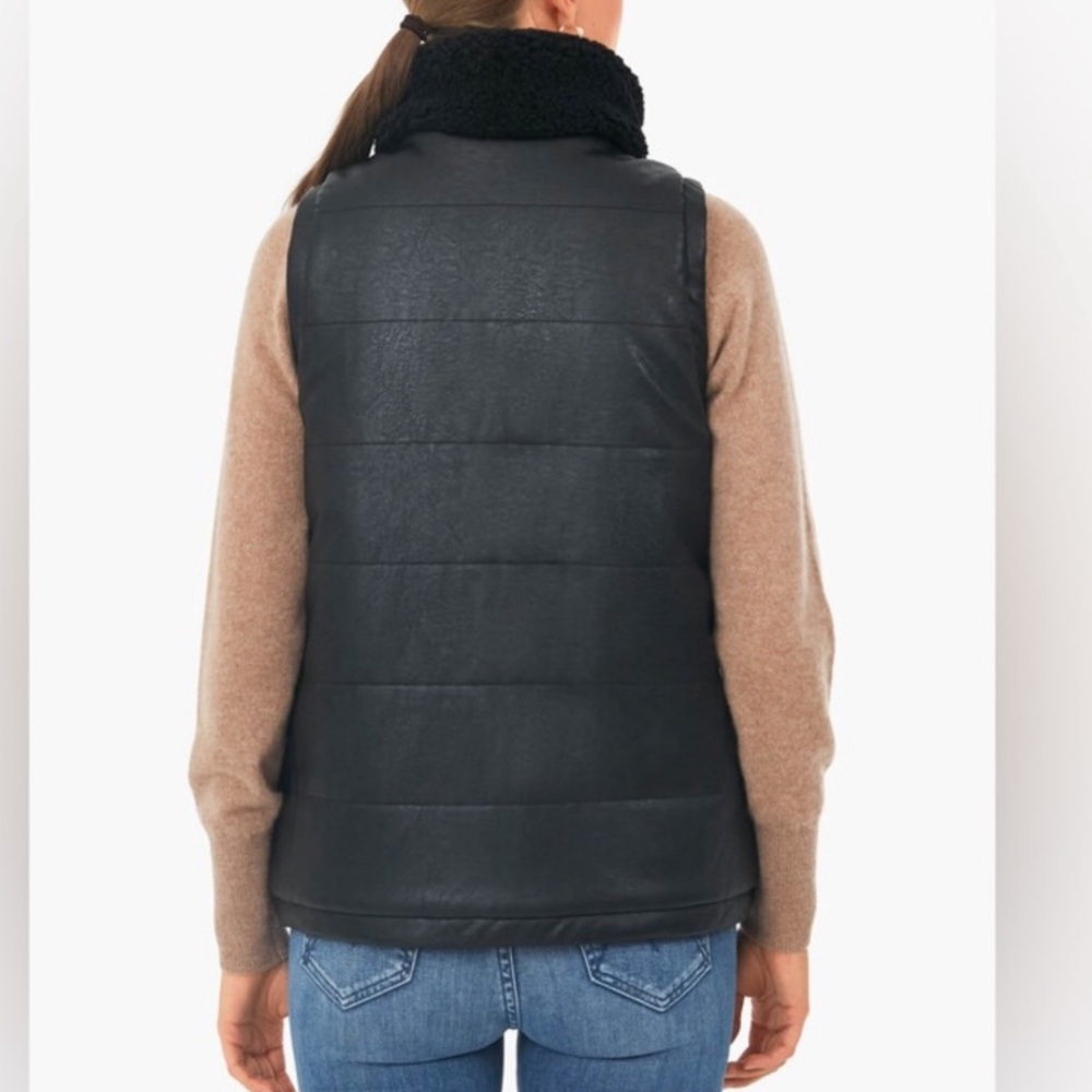 Tuckernuck Beckham reversible Black faux shearling and leather Vest - Picture 7 of 9